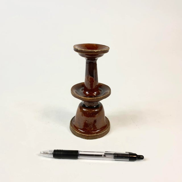 Mid 18th Century 18th Century Chinese Brown Ceramic Oil Lamp For Sale - Image 5 of 7