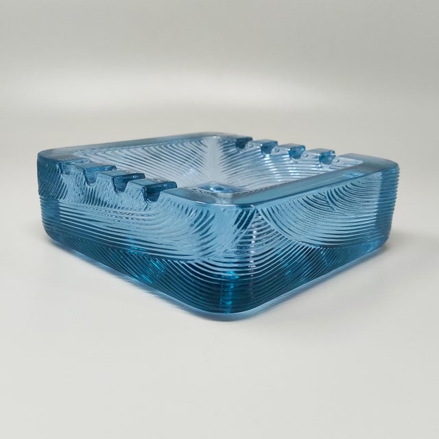 Glass Blue Ashtray by Sergio Asti for Arnolfo di Cambio, Italy, 1970s For Sale - Image 7 of 7