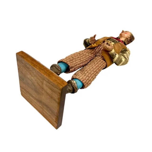 18th Century Neapolitan Crèche Figure, Terracotta & Wood Man With Red Beret For Sale - Image 10 of 10