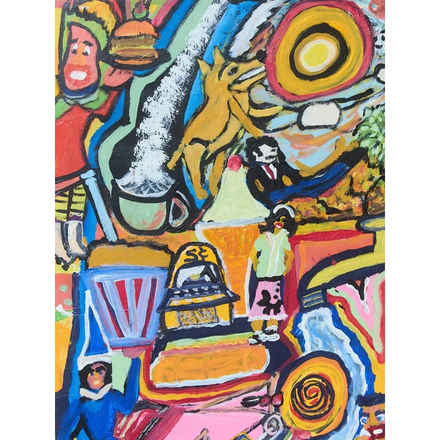 Late 20th Century Folk Art Wild World Painting For Sale - Image 4 of 5