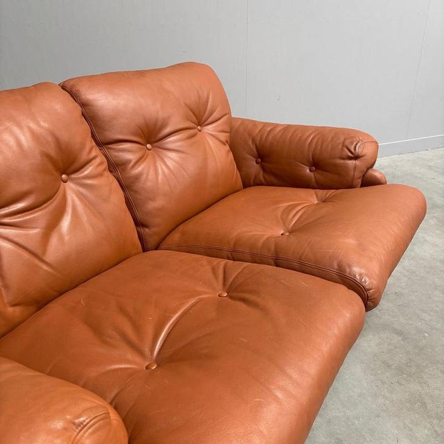 Vintage Coronado Two-Seater Sofa in Cognac Leather from B&B Italia, Italy, 1960s For Sale - Image 5 of 16