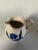Vintage gray and blue floral stone ware Pitcher 5.5"D X 4.5"H , Signed Eligible , excellent condition.