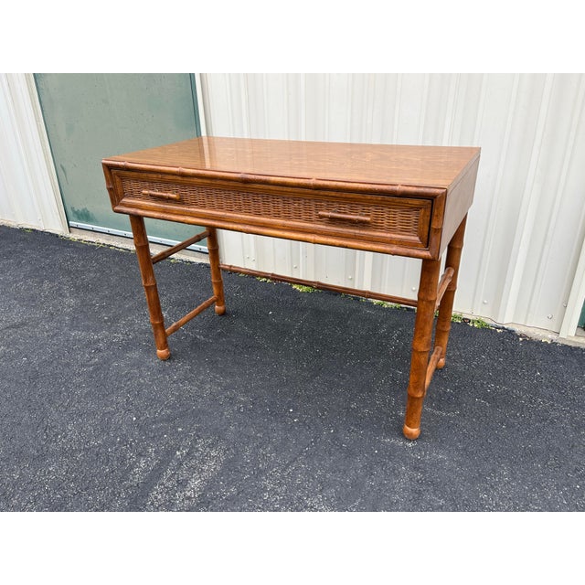 1970s American of Martinsville Faux Bamboo Writing Desk For Sale - Image 11 of 12