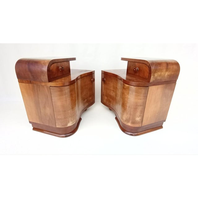 Jindrich Halabala Art Deco Bedside Tables by Jindřich Halabala for Up Závody, 1940s, Set of 2 For Sale - Image 4 of 14
