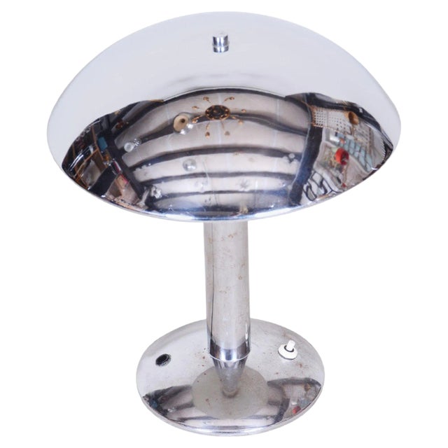 Czech Chrome Bauhaus Table Lamp, 1930s, Set of 2 For Sale