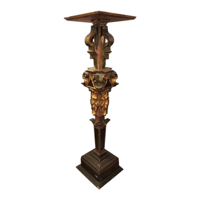 A Continental Italian Gilt Distressed Continental Pedestal For Sale