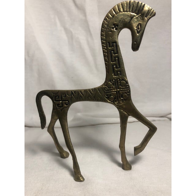 Mid Century Frederic Weinberg Style Brass Etruscan Horses - Set of 2 For Sale - Image 9 of 11