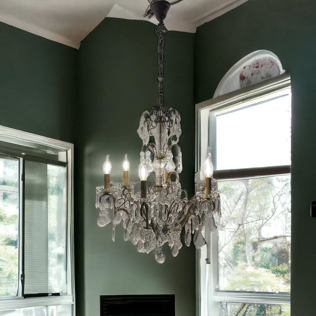 Vintage Crystal Chandelier, 1950s For Sale - Image 6 of 14