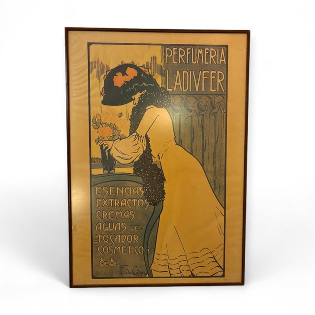Modernist Ladivfer Perfumeries Poster by Francisco De Cidón, 1903 For Sale - Image 9 of 9
