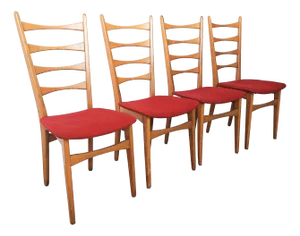 Four Ladder Back Side Chairs, 1950s, Set of 4