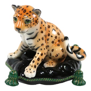 1990s Lynn Chase Porcelain Leopard Figurine For Sale