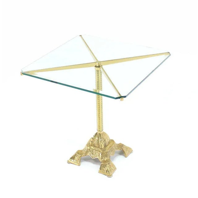 Nice vintage cast brass base side table.