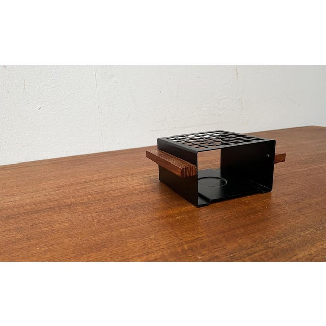 Black Mid-Century Minimalist Metal and Teak Tea Warmer, 1960s For Sale - Image 8 of 18