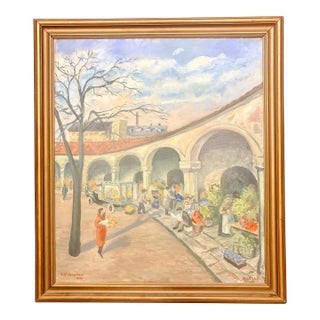 “Spring Day” Oil on Canvas by Rolf Osterholt, 1933 For Sale