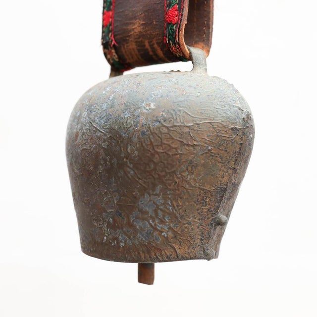 Traditional French Rustic Bronze and Leather Bell, 1960s For Sale - Image 4 of 18