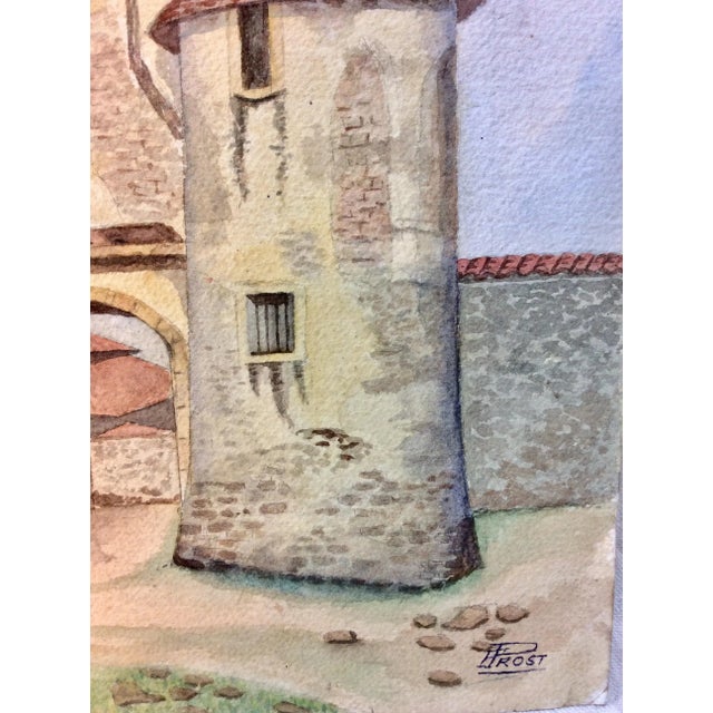 Paper Mid 20th Century French Watercolor Painting, Vieille Ferme, Chazelles Sur Lyon For Sale - Image 7 of 10