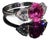 Late 20th Century Gia 4.47Cts No-Heat Mozambique Ruby & D Vvs2 Heart Diamond Platinum Three Stone Ring, Size 6 For Sale