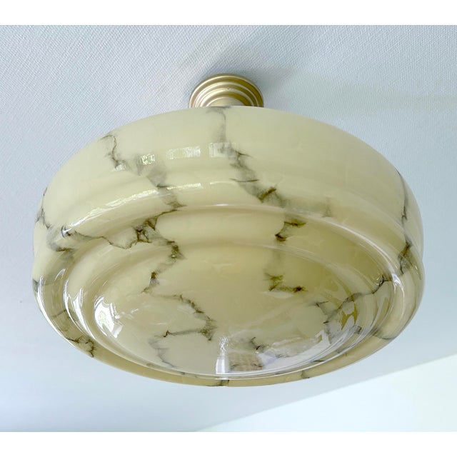 Art Deco Ivory Marble Glass Pendant Light, 1930s For Sale - Image 12 of 18