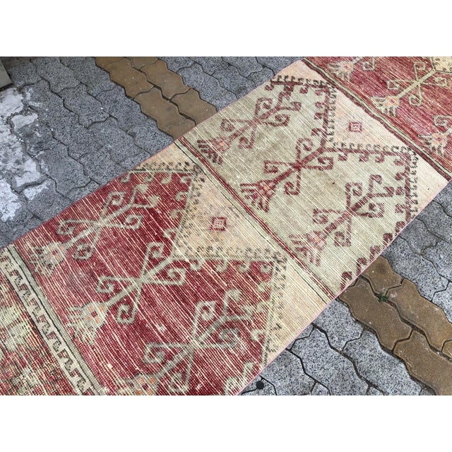Distressed Vintage Handknotted Hallway Runner Rug For Sale - Image 6 of 11