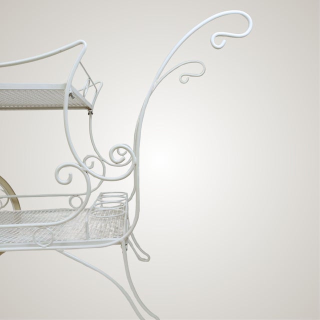 White Italian Painted Iron Trolley, 1970s For Sale - Image 8 of 12