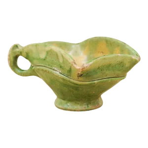 19th Century Rustic French Green Glazed Square-Shaped Bowl with Weathered Patina