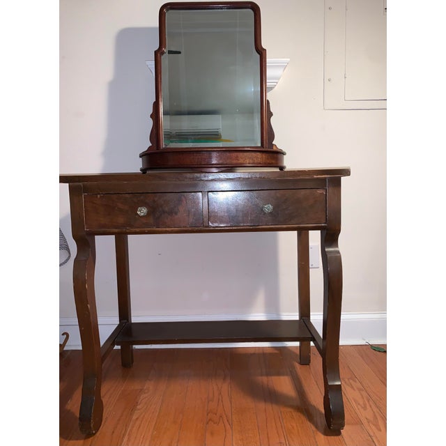 Wood Late 19th Century Oak Vanity Mirror For Sale - Image 7 of 8