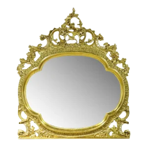 Gilded French Louis XV Carved Mantel Buffet Wall Mirror