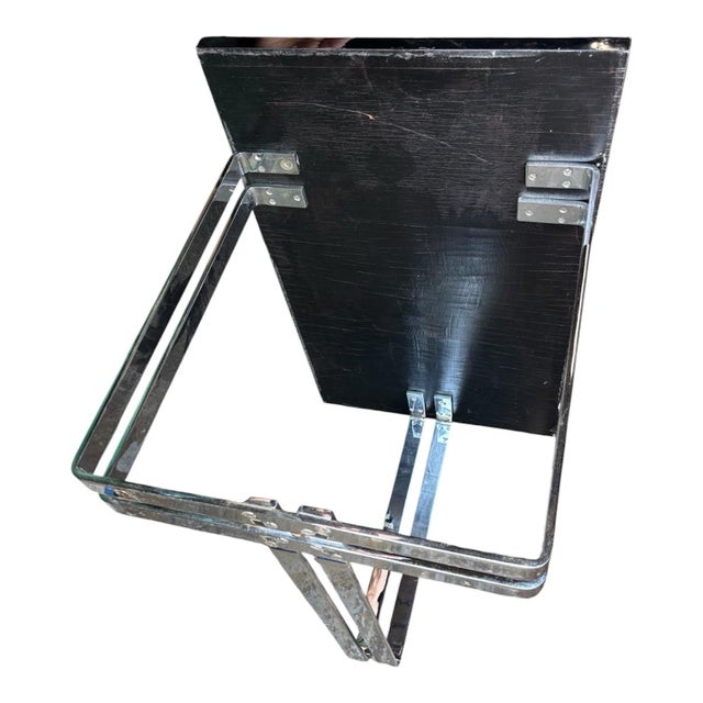 1970s Pair of Vintage Chrome Banded Steel Donald Desky Inspired End Tables For Sale - Image 5 of 6