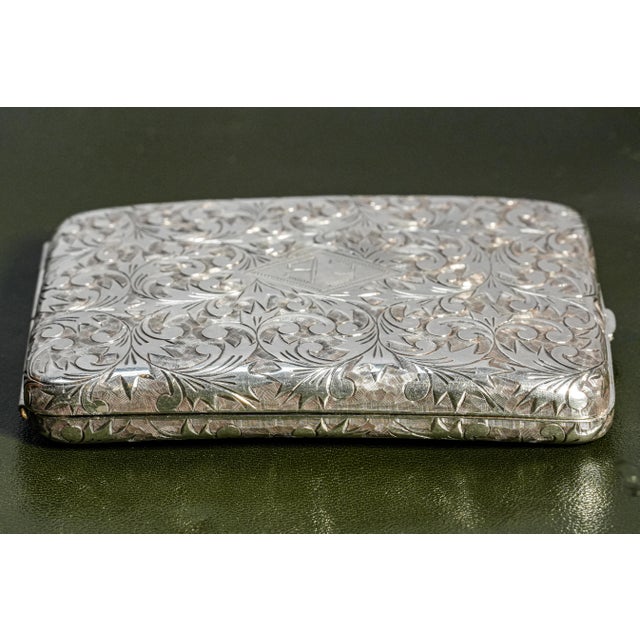 Amazing Ornate Antique Foliate Pattern Sterling Silver Card Cigarette Case For Sale - Image 12 of 13