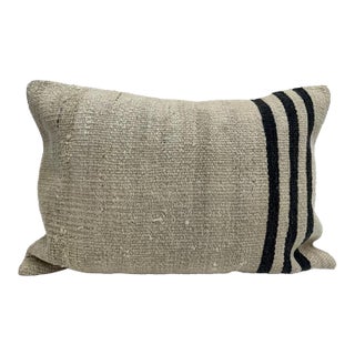 Turkish Hemp Pillow Cushion Natural Beige Brown Pillow Cushion Cover 16" x 24" For Sale