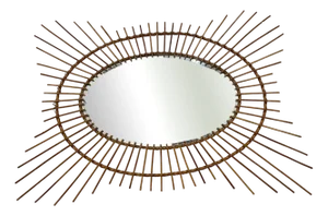 Large Rattan Sun Mirror, 1960s