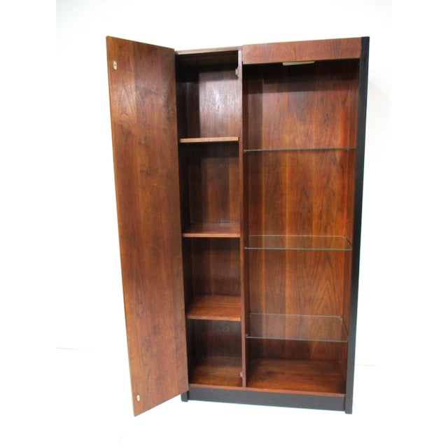 Mid-Century Modern Milo Baughman Directional Styled Walnut Cabinet Bookcase For Sale - Image 3 of 13