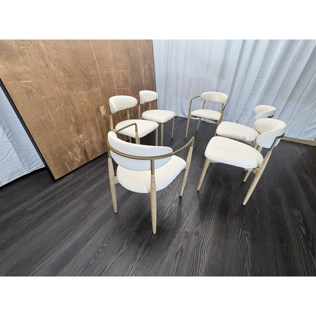 Restoration Hardware Arno Fabric Dining Chairs Complete Set of 6 | 4 Side Chairs & 2 Armchairs For Sale - Image 11 of 18