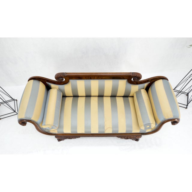 Mint Condition Empire Sofa Sette Loveseat Couch Fine Carved Details Lions Feet For Sale - Image 13 of 16