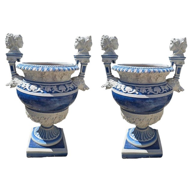 Hand-Painted Italian Garden Urns, 1950s, Set of 2 For Sale - Image 12 of 12