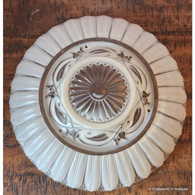 Vintage Mid Century Glazed Glass Ceiling Fixture 16" Shade Only ~ For Sale In New York - Image 6 of 7