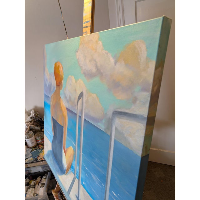 2020s Meditations 36x36" Oil on Canvas, Summer Water Scene For Sale - Image 5 of 5