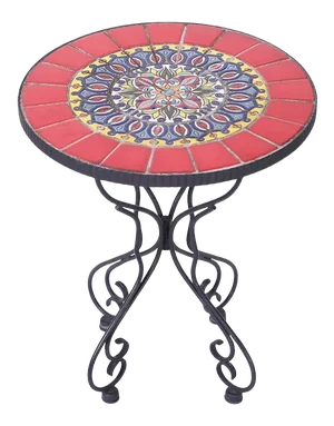 20th Century Mid Century Tile Top and Iron Table