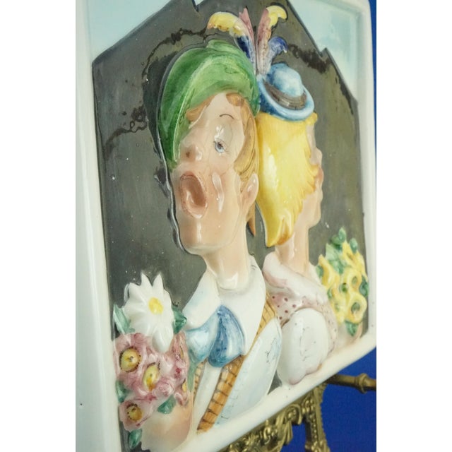 Vintage Art Deco Ceramic Plaque with Children in Bas-Relief, 1940s For Sale - Image 9 of 18