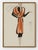 This vintage French fashion art print reproduction features a woman in a rust-toned tunic over a black dress, with...