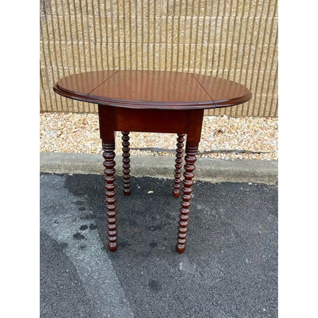 Brown Early 20th Century Antique Mahogany Drop Leaf Twisted Leg Side Table. For Sale - Image 8 of 11