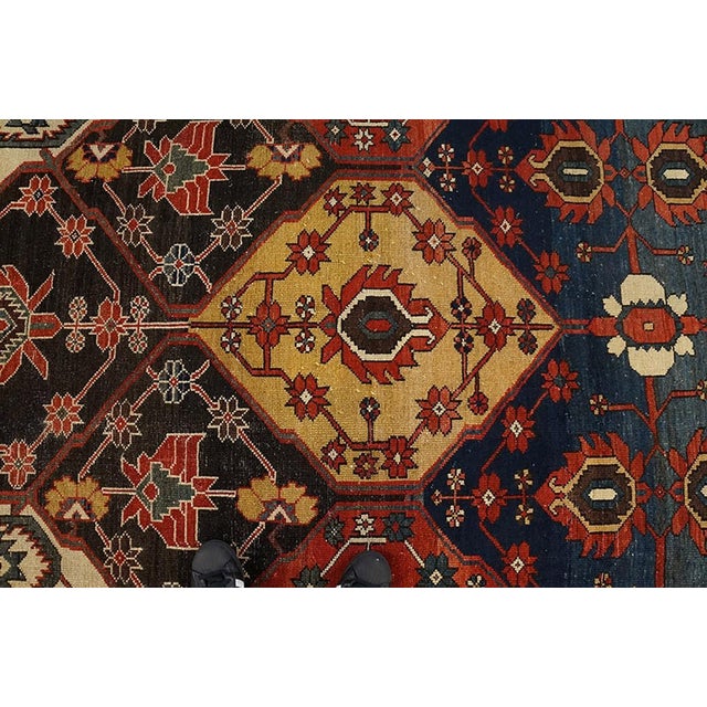Textile 1900s Red Navy Medallion Antique Hand Knotted Persian Bakhtiari Rug 10'2"x16'4" Wool Carpet For Sale - Image 7 of 8
