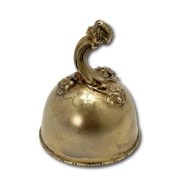 Gorham Manufacturing Company Fine Quality Antique American Victorian Rococo Style Gold Gilt Sterling Silver Dinner Bell Made by Gorham in 1897 For Sale - Image 4 of 12
