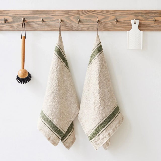 Arles Vintage Linen Kitchen Towel in Mustard For Sale - Image 4 of 9