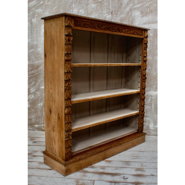 Brown Victorian Oak Open Bookcase, 1880s For Sale - Image 8 of 11