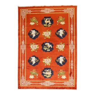 Late 20th Century Zabihi Collection Silk Chinese Pictorial Rug - 4'2" x 5'11" For Sale