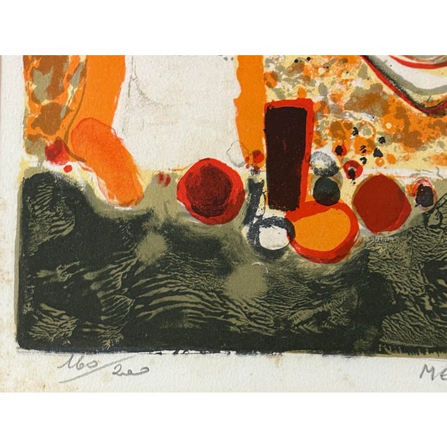 Printmaking Materials Vintage Mid Century Abstract Impressionist Lithograph of People on Beach For Sale - Image 7 of 8
