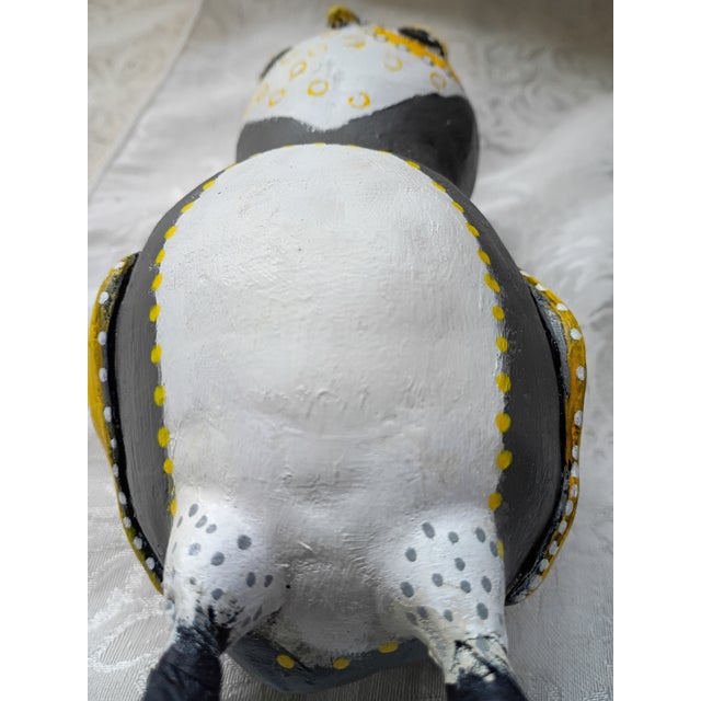 Whimsical Handmade Paper Mâché Folk Art Owl Figurine - For Sale - Image 4 of 8