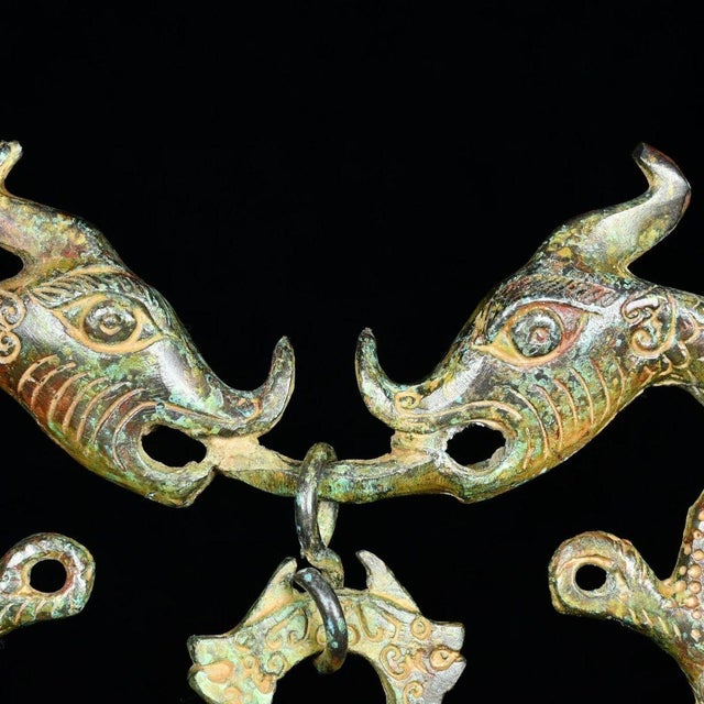 Chinese Archaistic Bronze Bell With Dragon Frame & Patina For Sale - Image 4 of 9