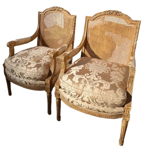 A Pair of Nancy Corzine Gilded Louis XVI Armchairs For Sale - Image 13 of 18